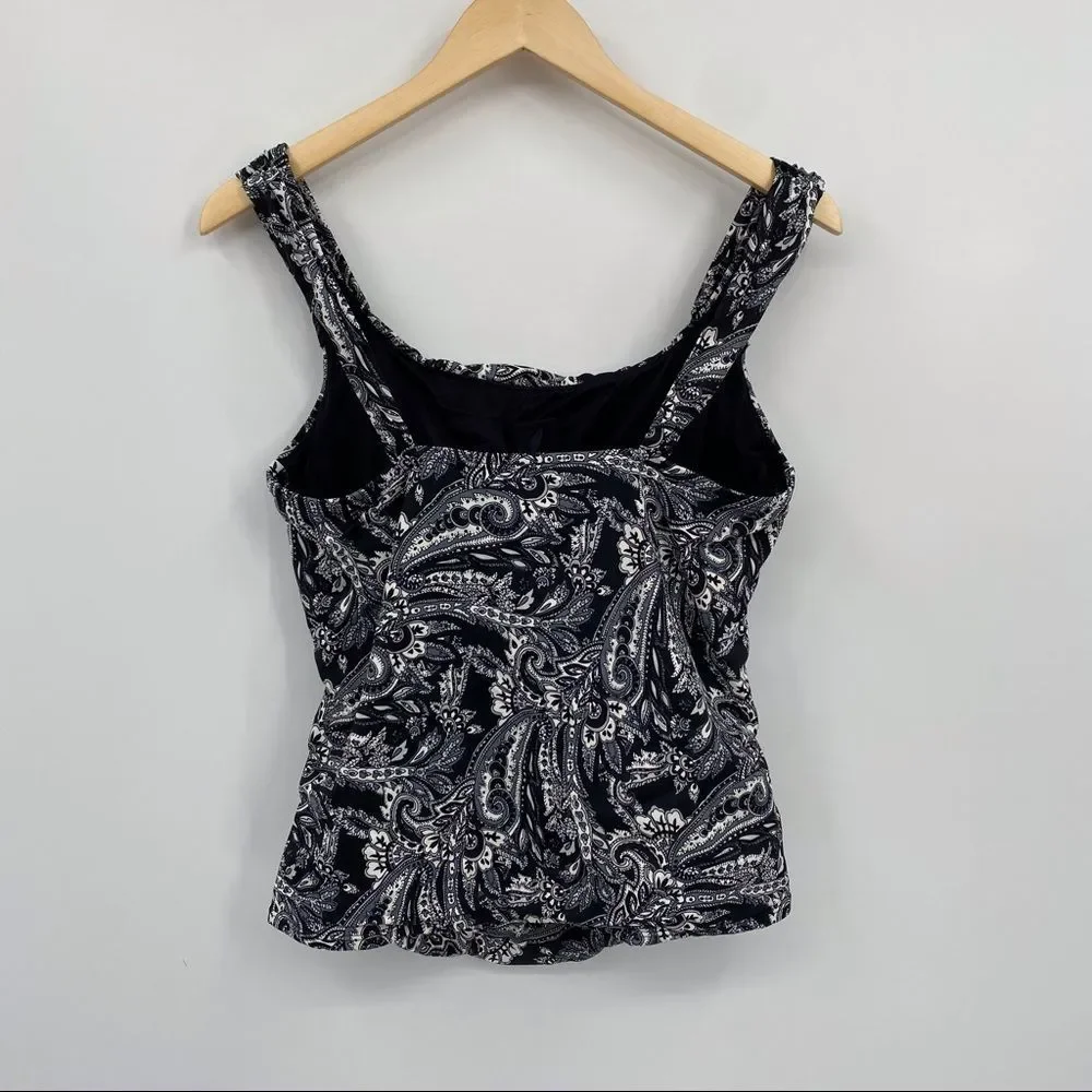 Lands' End Black & White Paisley One-Piece Swimsuit